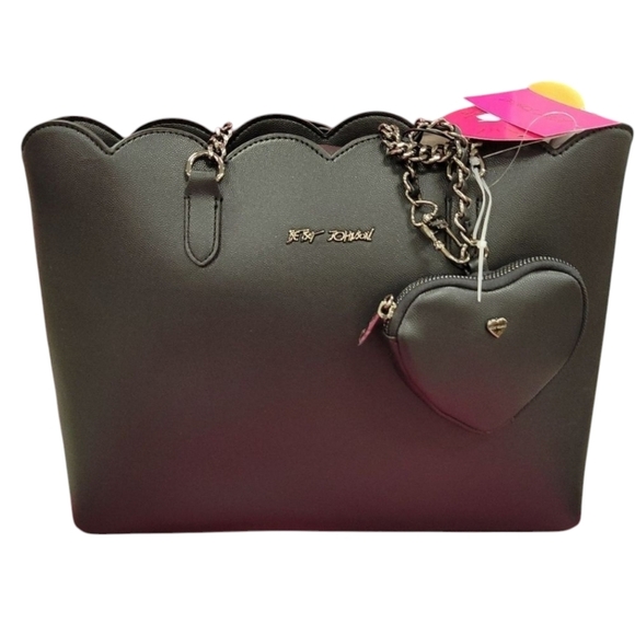 🔹️BETSEY JOHNSON🔹️ BLACK XOTOTE-U Tote Shoulder Bag With Removable Heart Pouch - Picture 1 of 6